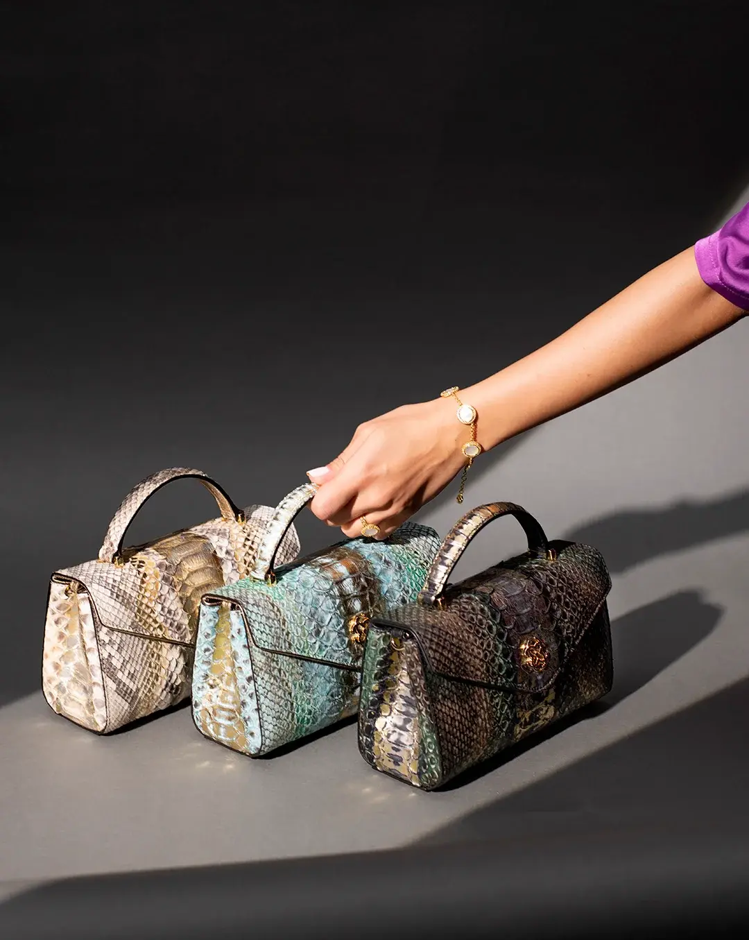 Genuine Python Leather Shoulder Bag